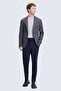 Navy Blue Comfort Fit Pointed Collar Classic Jacket