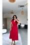 Red Zr Model Aerobin Fabric Buttoned Belted Dress - 2