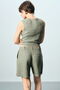 Asymmetrical Side Buttoned Linen Vest - 7