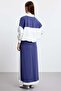 Color detailed shirt skirt set navy blue - 4