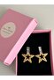 Steel Baguette Stone Star-Heart Earrings - 2