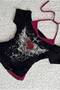 Black Rose Red Heart Additional Strap Gothic Y2K Short Sleeve Crop