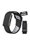 Same woop 2-in-1 Silicone & Nylon Sport Watch Band Compatible with Smartwatch Adjustable Black Strap Set - 2