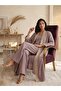 Comfortable Fit Seersucker Stripe Detailed Kimono Pants Set - 2