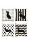 Black and White Dogs Patterned 4-Piece Throw Pillow Cover Set - 3