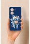 حافظة سيليكون متوافقة مع هاتف Poco X7 Pro بنمط زهور وشريط أزرق