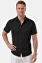 Black Flamed Linen Men's Shirt – Summer 100% Cotton Relaxed Fit 2602652 - 2