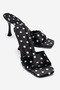 Black Satin Polka Dot Papi Women's Slippers with 8 cm Heel, Suitable for Daily Use