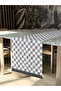 Checkered Floral Modern Decorative Printed Fringed Runner 1 Piece 40X140Cm (Skscr-64)
