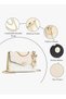 Women PU Large Capacity Multi Pocket Shoulder Bag Crossbody Satchel, Ladies Sling Clutch with Glitter Star Pearl Charm and Gold Chain, Magnetic Snap for Teenager Youth Daily Casual Party (beig - 4