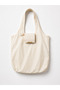 Women's Cream Keychain Foldable Shopping and Sports Shoulder Bag - 3