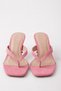 Ivy - Pink Suede Flip-Flop Heeled Slippers - 2