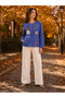 Indigo Color Maya Special Design Hand Knitted Motif Bohemian Jacket - 2