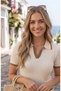 Summer Polo V-Neck T-Shirt Blouse Mini Skirt Knitwear Set - 4