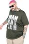 Mode XL Large Size T-Shirt with Bis Collar Manhattan U26118 Haki̇ - 2