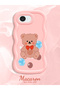 iPhone 16E Compatible Case Camera Protector Pink Silicone Couple Phone Case Bear Pattern - 2