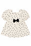 Baby Girl Ecru Black Heart Patterned Muslin Dress with Bow - 2