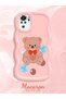 Poco M5S Compatible Case Camera Protector Pink Silicone Couple Phone Case Bear Pattern - 2