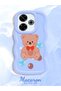 Redmi 13 4g Compatible Case Camera Protector Blue Silicone Couple Phone Case Bear Pattern - 2