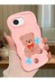 iPhone 16E Compatible Case Camera Protector Pink Silicone Couple Phone Case Bear Pattern