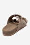Men's Double-Strap Buckle Slippers Real Suede Leather Zy 4206 Suede Mink - 3