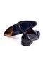 Dark Blue Color Laceless Genuine Leather Leather Sole Men's Shoes - 2