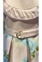 Girl's Ruffled Collar Evening Dress with Stone Buttons - Powder - 7