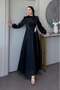 Crystal Drape Detail Evening Dress Black