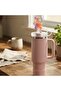 10 mm Silicone Straw Stopper and Powder Pink Thermos Base Protector Set - Anti-Dust and Insect-Proof - 2