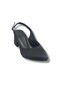 694-26 Satin Open Back Thick Heel Women's Shoes (6cm)