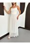 Women's White Strappy Tulle Dress - 7