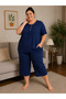 Women's Patterned Colorful Button-Front Short-Sleeved Capri Pajamas Natural Bamboo Fabric Home Wear Plus Size Women's Pajama Set Homewear Dowry Summer Maternity - 3