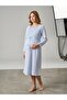 Long Sleeve, Heart Patterned, Button Collar, 100% Cotton Maternity Nightgown for Pregnant Women - 2