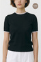 Black Thin Knitwear Blouse with Lace Sleeves and Collar - 3