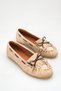 Beige Genuine Leather Women's Loafer Shoes with Tassel Bow Detail and Non-Slip Sole Silya