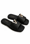 Venera Black Buckle Genuine Leather Slippers - 2