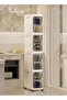 4-Tier Narrow Storage Cabinet with Movable Wheels, Plastic, Adjustable Shelves, Anti-Tip