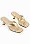 Avelis Gold Flip-Flop Heeled Slippers - 2
