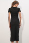 Women's Short Sleeve Long Dress 2621 - Black - 6