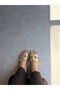 Lume Genuine Leather Slippers with Gold Buckle - 4