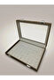 New Glass Covered Suede Fabric Milk Coffee 34 cm / 24 cm Ring Tray with Tabs - 4
