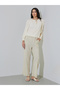 Cream Long Sleeve Blouse with Tie Neck Detail - 2