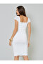 White Square Neck Bodycon Knee Length Dress - 5