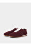 Burgundy Suede Look Lace-Up Sneakers - 2