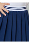 Girls Knee Length Pleated Skirt with Striped Elastic Waistabnd - 4