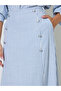 Blue Striped Maxi Skirt with Front Slit - 4