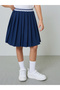 Girls Knee Length Pleated Skirt with Striped Elastic Waistabnd - 2