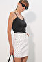 Women's Polka Dot Mini Denim Skirt 8086 - White - 3