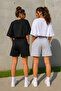 2-Piece Shorts for Women (Black-Grey) Summer Shorts Anti-Sweat - 2