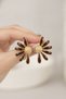Yellow-Toned Brown Enamel Detailed Flower Motif Stylish Bijouterie Earrings - 3